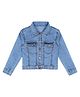 Superminis Denim Full Sleeves Solid Jacket - Sky Blue
