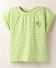 Little Kangaroos Cotton Knit Half Sleeves Chifilli Top with Patch Detailing - Limegreen