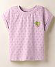 Little Kangaroos Cotton Knit Half Sleeves Chifilli Top with Patch Detailing - Lilac