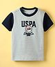 US Polo Assn Cotton Knit Half Sleeves T-Shirt with Brand Logo Print - Light Grey