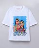 Taffykids 100% Cotton Half Sleeves Keep Fashion Weird Text Printed Oversized Tee - White & Multi Colour