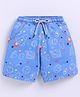 Kidcity Soft Cotton Loopknit Space Printed Shorts - Blue