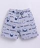 Kidcity Soft Cotton Loopknit Smile Face And Text Printed Shorts - Grey