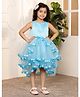 Toy Balloon Kids Net Sleeveless Bow Applique Detailed Layered High Low Dress - Sky Blue