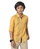 Under Fourteen Only Cotton Woven Full Sleeves Lets Go On An Adventure Text Printed & Placement Striped Shirt - Yellow