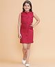 Piccolo Modal Sleeveless Solid Pocket Detailed Dress With Belt - Red
