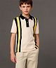 Cherry Crumble By Nitt Hyman Half Sleeves Striped Polo Tee - Cream