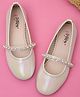 Toothless Pearls Embellished Ballerinas - White
