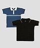 Kiwi Cotton Pack Of 2 Half Sleeves Polka Dots Printed & Solid Polo Tees - Blue & Black