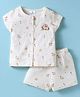 First Smile Sinker Knit Half Sleeves Shorts Co-ord Night Suit with Bunny Print - White