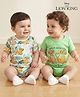 Babyoye Disney Interlock Knit Onesies With Lion King Graphics Pack Of 2 - Green & White