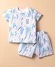 Ollypop Sinker Knit Half Sleeves T-Shirt & Shorts Co-Ord Set - White & Light Blue