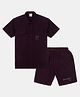 CAVIO Cotton Half Sleeves Typography Printed Shirt & Shorts Set - Violet