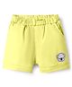 Ollypop Sinker Woven Knee Length Solid Coloured Shorts With Animal Patch - Light Yellow