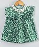 Hugsntugs Woven Cotton Sleeveless Floral Printed Lace Detailed Top - Green