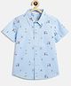 Campana 100% Cotton Woven Half Sleeves Mini Golf Printed Shirt - Light Blue