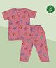 A Toddler Thing 100% Organic Muslin Cotton Woven Half Sleeves Alphabets Printed Coordinating Shirt & Pajama Set - Pink