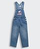 Barbie by Tiny Girl Cotton Sleeveless Typography Glitter Patch Detailed Mild Washed Dungaree - Light Blue