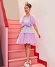Barbie by Tiny Girl Half Puffed Sleeves Brand Name Printed Bow Applique Sequin Embellished Dress - Lavender