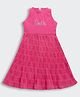 Barbie by Tiny Girl Sleeveless Typography Printed Pleated Dress - Dark Pink