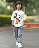 Nap Chief Cotton Mickey Mouse Printed Half Sleeves Relaxed Fit T-Shirt And Cargo Joggers Set - Light Green
