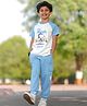 Nap Chief Cotton Peanuts Snoopy Ground Printed Half Sleeves Relaxed Fit T-Shirt And Cargo Joggers Set - Light Blue