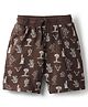 Evimo Single Jersey Knit Knee Length Shorts With Cactus Print - Brown