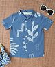 The Lion and the Fish Cotton Half Sleeves Abstract Printed Shirt - Blue