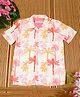 The Lion and the Fish Viscose Half Sleeves Palm Trees Printed Shirt - Snow White & Pink