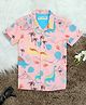 The Lion and the Fish Half Sleeves Dinosaur Printed Shirt - Peach