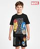 Pine Kids Marvel Single Jersey Knit Half Sleeves T-Shirt & Shorts Set with Avengers Graphics - Black