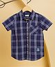 PURPLE UNITED KIDS Cotton Half Sleeves Checked Shirt - Navy Blue & Multi Colour