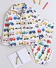 Knitting Doodles Pure Cotton Woven Full Sleeves Cars Printed Coordinating Night Suit Set - White