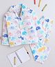 Knitting Doodles Pure Cotton Woven Full Sleeves Baby Elephant Printed Coordinating Night Suit Set - Light Beige