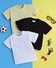 Knitting Doodles Pure Cotton Pack Of 3 Half Sleeves Solid Tees - Lemon Black & White