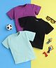 Knitting Doodles Pure Cotton Pack Of 3 Half Sleeves Solid Tees - Purple Black & Sea Green