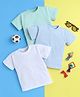 Knitting Doodles Pure Cotton Pack Of 3 Half Sleeves Solid Tees - White Light Blue & Sea Green