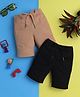 Knitting Doodles Pure Cotton Pack Of 2 Solid Shorts - Beige & Black