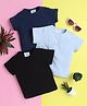 Knitting Doodles Pure Cotton Pack Of 3 Half Sleeves Solid Tees - Black Navy & Light Blue