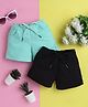Knitting Doodles Pure Cotton Pack Of 2 Solid Shorts - Sea Green & Black