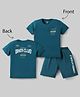 Smarty Boys Sinker Knit Half Sleeves T-Shirt & Shorts Set With Front & Back Text Print - Teal Blue