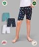 TRESNOVA Cotton Lycra Pack Of 3 Anti Microbial Finish & Smart Waistband Technology Butterfly Printed & Solid Soft Cycling Shorts - Navy Blue & White