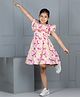 Aww Hunnie 100% Cotton Flutter Sleeves Floral Printed Dress - Pink
