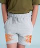 NUSYL Cotton Blend Flames Printed Shorts - Grey