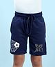NUSYL Cotton Blend Goal Text Printed Shorts - Navy Blue