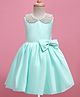 Enfance Sleeveless Pearl Embellished Bow Applique Knee Length Dress - Green