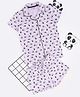 Pantaloons Junior Cotton Knit Half Sleeves Pandas Printed Coordinating Shirt & Shorts Set - Purple