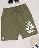 Pantaloons Junior Cotton The Call Of The Wild Text Printed Shorts - Olive Green