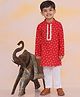KID1 Cotton Full Sleeves Bandhani Printed & Lace Embellished Kurta Pyjama Set - Red