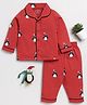 Clt.s Cotton Knitted Full Sleeves Penguin Printed Coordinating Night Suit Set - Red